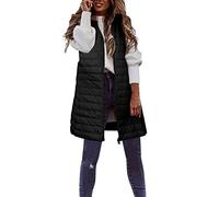 Generisch Chaleco de plumas para mujer, abrigo largo de invierno, fino, ligero, abrigo de plumón, abrigo de plumas informal, chaleco acolchado delgado, abrigo de invierno para exteriores, chaleco con