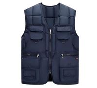 Generisch Chaleco de plumón para hombre con 10 bolsillos, chaleco acolchado de forro polar, ligero chaleco funcional para fotografía al aire libre, chaleco sin mangas, chaleco de seguridad para