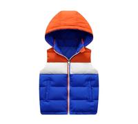 Generisch Chaleco de plumón para niño, forro polar, acolchado, sin mangas, cremallera para invierno, cálido para los días fríos, azul, 9-10 años