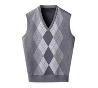 Generisch Chaleco de punto para hombre, chaleco de jersey sin mangas, cuello en V, jersey de corte ajustado, ropa de punto de invierno, suéter de punto térmico, suéter de trabajo, parte superior