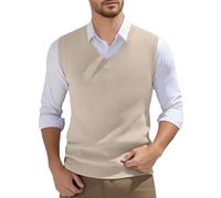 Generisch Chaleco de punto para hombre de invierno con cuello en V, chaleco sin mangas, clásico para negocios, gentleman, chaleco de punto, jersey, cárdigans, camisetas informales, de punto fino