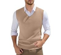Generisch Chaleco de punto para hombre de invierno con cuello en V, chaleco sin mangas, clásico para negocios, gentleman, chaleco de punto, jersey, cárdigans, camisetas informales, de punto fino, rose