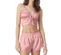 Generisch Chaleco de tirantes con cuello en V, pantalones cortos sin mangas, ropa para el hogar, Rosa., XL
