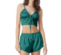 Generisch Chaleco de tirantes con cuello en V, pantalones cortos sin mangas, ropa para el hogar, verde, XL