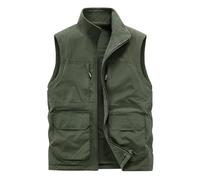 Generisch Chaleco de trabajo de forro polar para hombre con cuello alto, chaleco de invierno doble forro para uso exterior, laboral y de ocio, Verde militar., XL