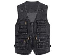Generisch Chaleco de trabajo para hombre 5XL, chaleco de exterior ligero, sin mangas, chaqueta con cremallera, chaleco de abrigo con cuello en V, chaleco con muchos bolsillos, chalecos de entretiempo