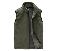 Generisch Chaleco de trabajo para hombre, de forro polar, corte ajustado, resistente al viento, chaleco de transición para hombre, monocolor, chaleco de forro polar sin mangas, chaleco térmico con