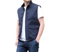 Generisch Chaleco de trabajo para hombre, de invierno, para hombre, sin mangas, deportivo, de trabajo, a prueba de viento, chaleco de pesca Safa, azul, 4XL