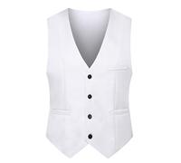 Generisch Chaleco de traje para hombre, corte regular, elegante, chaleco de abrigo, vintage, chaleco de negocios, cuello en V, chaleco de trabajo, clásico, sin mangas, chaqueta de un solo pecho