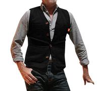 Generisch Chaleco de traje regional para hombre, monocolor, chaleco de tweed, chaleco de negocios, vintage, chaleco de espiga, chaleco de traje, corte regular, chaleco de boda, chaleco de trabajo