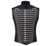 Generisch Chaleco de traje Steampunk Hussar para hombre, estilo Napoleón, militar, funcional, baterista, chaqueta de trabajo victoriano, chaleco de trabajo vintage, chaleco informal sin mangas, O