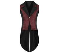 Generisch Chaleco de traje vintage para hombre, Halloween, vestido de graduación, fiesta, carnaval, adultos, ropa de secado rápido, chaleco funcional de moda, burdeos, XL