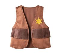 Generisch Chaleco de vaquero occidental con flecos para niños, disfraz de juego de rol, Halloween, fiesta de cerveza, café, 3-4 años