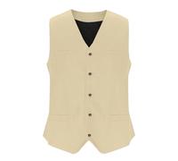 Generisch Chaleco De Verano Ligero Con Mangas,Chaleco Hombre Traje De Verano, beige, S