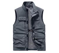 Generisch Chaleco de verano para hombre de softshell, sin mangas, para tiempo libre, deportivo, cuello alto, chaqueta informal con cremallera, chaleco funcional, chaleco de trabajo con muchos