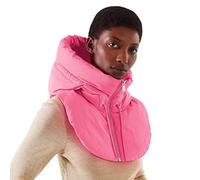 Generisch Chaleco falso para mujer, sin mangas, con cremallera, capucha falsa, cuello alto, chaleco acolchado, chaleco ligero desmontable, chaleco de invierno blusa de lunares para mujer, Rosa intenso