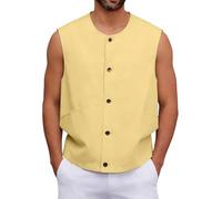 Generisch Chaleco informal para hombre, para verano, ligero, transpirable, para el tiempo libre, multibolsillos, sin mangas, para trabajar, chaleco de trabajo, camiseta muscular, chaleco deportivo