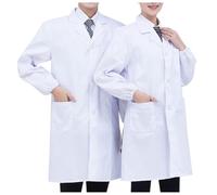 Generisch Chaleco largo de plumas para mujer, bata de laboratorio blanca de manga larga para estudiantes, médicos belleza, versátil ropa de trabajo de laboratorio de piel sintética abrigo negro