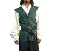 Generisch Chaleco medieval para hombre con cordones, piratas vikingos, sin mangas, con cordones, Halloween, cosplay, renacimiento, steampunk, victoriano, vintage, camisetas sin mangas, verde, XL