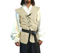 Generisch Chaleco medieval para hombre con cordones, piratas vikingos, sin mangas, con cordones, Halloween, cosplay, renacimiento, steampunk, victoriano, vintage, camisetas sin mangas, caqui, L