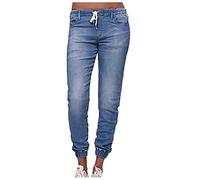 Generisch Chaleco Negro Mujeres Poket Pantalones Linterna Medio Casual Denim Encaje Vaqueros Mujer Pantalones Vaqueros Hombres 32/32 Brillante, azul claro, L