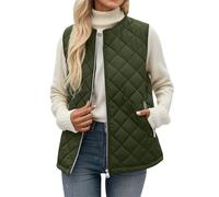 Generisch Chaleco para mujer, chaleco acolchado ligero de invierno, sin mangas, chaleco corto, chaleco de cuello redondo, holgado, chaleco de ocio, cálido, deportivo, chalecos de plumas, bolsillos