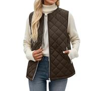 Generisch Chaleco para mujer, chaleco acolchado ligero de invierno, sin mangas, chaleco corto, chaleco de cuello redondo, holgado, chaleco de ocio, cálido, deportivo, chalecos de plumas, bolsillos