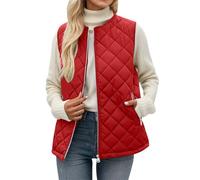 Generisch Chaleco para mujer, chaleco acolchado ligero de invierno, sin mangas, chaleco corto, chaleco de cuello redondo, holgado, chaleco de ocio, cálido, deportivo, chalecos de plumas, bolsillos
