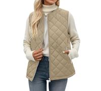Generisch Chaleco para mujer, chaleco acolchado ligero de invierno, sin mangas, chaleco corto, chaleco de cuello redondo, holgado, chaleco de ocio, cálido, deportivo, chalecos de plumas, bolsillos