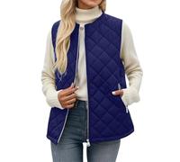 Generisch Chaleco para mujer, chaleco acolchado ligero de invierno, sin mangas, chaleco corto, chaleco de cuello redondo, holgado, chaleco de ocio, cálido, deportivo, chalecos de plumas, bolsillos
