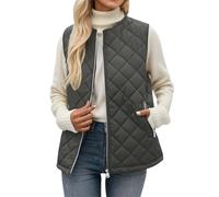 Generisch Chaleco para mujer, chaleco acolchado ligero de invierno, sin mangas, chaleco corto, chaleco de cuello redondo, holgado, chaleco de ocio, cálido, deportivo, chalecos de plumas, bolsillos
