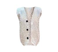 Generisch Chaleco sin mangas con estampado de leopardo de moda para niñas, pieza de capas casual, ropa elegante para niños pequeños, plata, 4-5 años