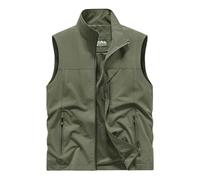 Generisch Chaleco sin mangas para hombre, ropa exterior, verano, exterior, chaleco, viajes, fotografía, trabajo, pesca, chaleco cargo con bolsillos, Verde militar., XXL