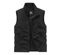 Generisch Chaleco sin mangas para hombre, ropa exterior, verano, exterior, chaleco, viajes, fotografía, trabajo, pesca, chaleco cargo con bolsillos, Negro , M