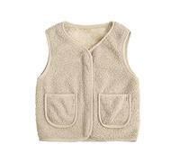 Generisch Chaleco sin mangas para niños y niñas, abrigo sin mangas, abrigo con cremallera para bebés, chaquetas acolchadas para mujer, Blanco, 9-10 años