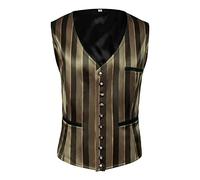 Generisch Chaleco Steampunk para hombre, estilo retro victoriano, chaleco sin mangas, pirata, chaleco, medieval, disfraz, tradicional, para traje regional, fiesta, música, ocasión, dorado, L