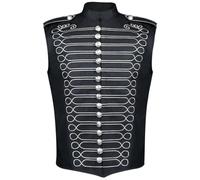 Generisch Chaleco Streampunk para hombre, chaqueta medieval, sin mangas, chaleco militar, desfile de bateristas, chalecos para actuaciones escénicas, cosplay, disfraz de cuello alto, renacentista