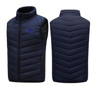 Generisch Chaleco térmico para mujer, calentador de invierno cálido, chaleco térmico inteligente, ropa exterior para mujer, forro polar acogedor, funciona con pilas, azul, 3XL