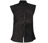 Generisch Chaleco tradicional para hombre, ante monocolor, chaleco vikingo, pirata, con cordones, cuello alto, corte ajustado, chaleco para hombre, estilo vintage, renacentista, estilo victoriano