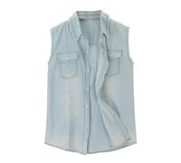 Generisch Chaleco vaquero para hombre, sin mangas, corte ajustado, estilo informal, para ciclismo, azul, 4XL