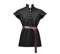 Generisch Chaleco vikingo para hombre, estilo gótico, elegante, estilo pirata, renacimiento, sin mangas, medieval, cosplay, túnica, disfraz de carnaval, con cinturón, tiempo libre