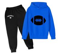 Generisch Chalecos para niños y niños, sudadera con capucha para correr, juego de sudadera con capucha, chándal, 2 piezas, camiseta personalizada, azul, 11-12 años