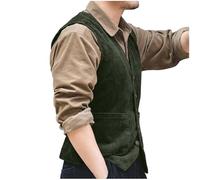 Generisch Chalecos tradicionales para hombre de pana con cuello en V, estilo británico con botones, 03#_GN1, XS