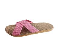 Generisch Chanclas con bisagras bohemias casuales con diamantes de imitación para mujer, zapatos planos de verano para mujer, zapatos cómodos para mujer, Rosa., 42 EU
