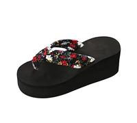 Generisch Chanclas con cuña para mujer, sandalias de plataforma para caminar, impermeables, ligeras, transpirables, cómodas, chanclas abiertas, zapatos de playa, Negro , 37 EU