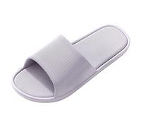 Generisch Chanclas de baño para mujer, zapatillas de baño, pantuflas para hombre, par de zapatos de color sólido, antideslizantes, puntera abierta, pantuflas de verano, casa, baño, plataforma, gris