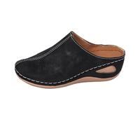 Generisch Chanclas de casa para mujer, frente cerrado, zuecos y pantuflas para mujer, sandalias de cuña para mujer, sandalias de cuña antideslizantes en color sólido, con tacón de cuña, cómodos zuecos