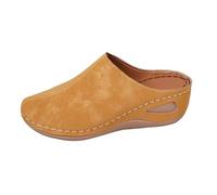 Generisch Chanclas de casa para mujer, frente cerrado, zuecos y pantuflas para mujer, sandalias de cuña para mujer, sandalias de cuña antideslizantes en color sólido, con tacón de cuña, cómodos zuecos