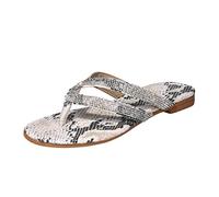 Generisch Chanclas de moda para mujer con adornos de cristal como cómodas zapatillas de playa, zapatos casuales para mujeres conscientes de la moda, beige, 41 EU