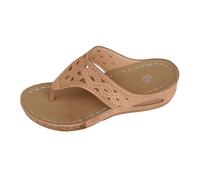 Generisch Chanclas de mujer ortopédicas de cuero con soporte de arco para zapatillas de verano cómodas sandalias de yoga fasciitis plantar zapatillas ortopédicas zapatos de playa, caqui, 36 EU